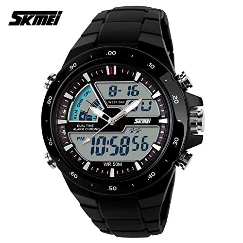 0701552145415 - CASUAL SPORTS WATCHES COLORFUL BAND 50M WATERPROOF LIGHT DIGITAL BLACK