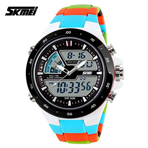 0701552164560 - CASUAL SPORTS WATCHES COLORFUL BAND 50M WATERPROOF LIGHT DIGITAL WHITE BLUE