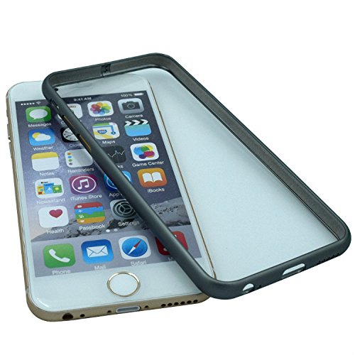 0701599495597 - IPHONE 6 CASE, CSBROTHER LUXURY FASHION METAL FRAME WITH AIR CUSHION TECHNOLOGY CORNERS+ BUMPER (GRAY)