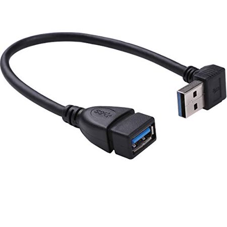 0701630840560 - SMAYS DOWN ANGLE USB 3.0 MALE TO FEMALE DATA SYNC AND CHARGING EXTENSION CABLE (7 INCHES, BLACK)