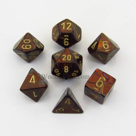 0701630992252 - CHESSEX DICE: POLYHEDRAL 7-DIE SCARAB DICE SET - BLUE BLOOD W/GOLD CHX-27419