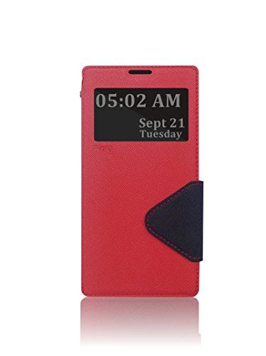 0701702808474 - ROAR- SUPER SLIM PU LEATHER/ DIARY WALLET VIEW CASE FOR SONY XPERIA T3 D5103/D5106/D5102, RED/BLACK