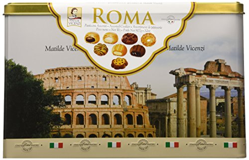 0701750686321 - MATILDE VICENZI - ROMA - AUTHENTIC ITALIAN PASTICCINI - FINE ASSORTED PASTRY COOKIES WITH SOFT FILLED CENTERS, IMPORTED FROM ITALY - BEAUTIFUL RE-USABLE TIN - 907 GRAMS/2 LBS.