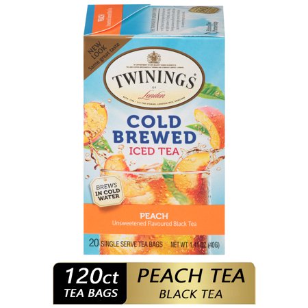 0070177518165 - TWININGS OF LONDON PEACH COLD BREWED ICED TEA BAGS , 20 CT., 1.41 OZ., 6 BOXES