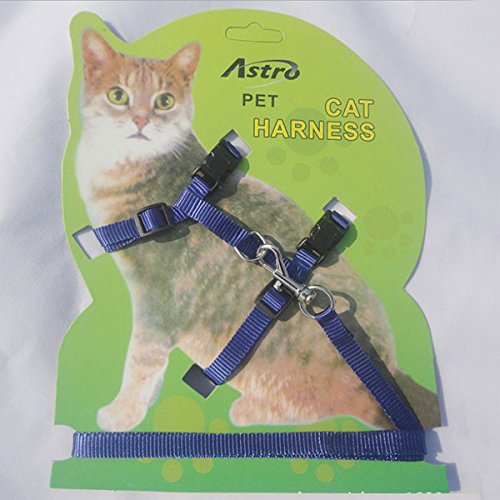 0701799886119 - PET CAT LEAD LEASH HALTER HARNESS KITTEN NYLON STRAP BELT SAFETY ROPE ADJUSTABLE CAT DOG COLLAR (BLUE)