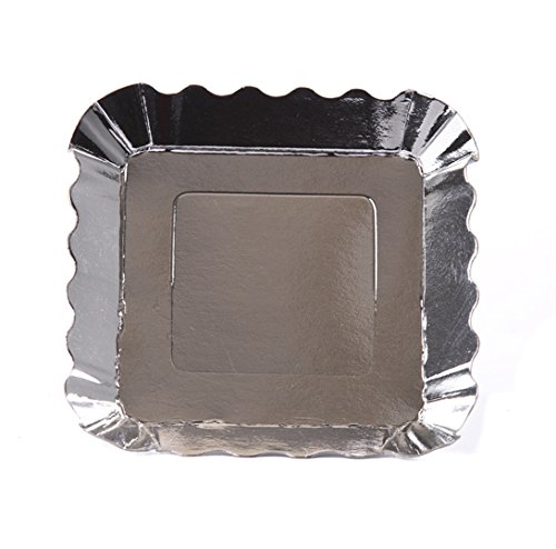 0701807937635 - SIMPLY BAKED PAPER APPETIZER PLATE (PACK OF 12), METALLIC SILVER
