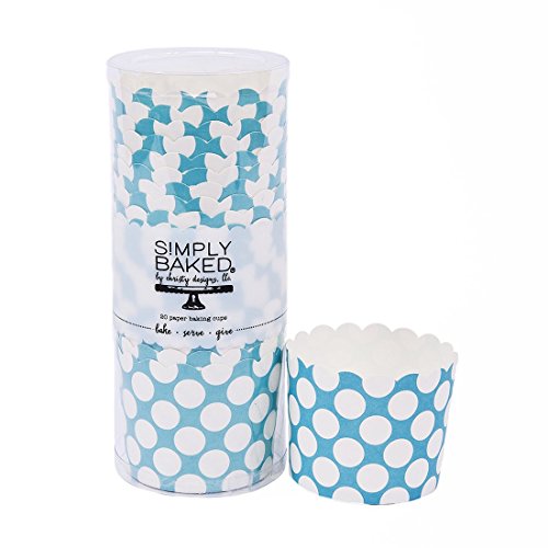 0701807937819 - SIMPLY BAKED LARGE PAPER BAKING CUP, TURQUOISE WITH WHITE DOT, 20-PACK, ENTERTAIN WITH EASE AND STYLE, SERVE CUPCAKES, ICE CREAM, APPETIZERS AND MORE