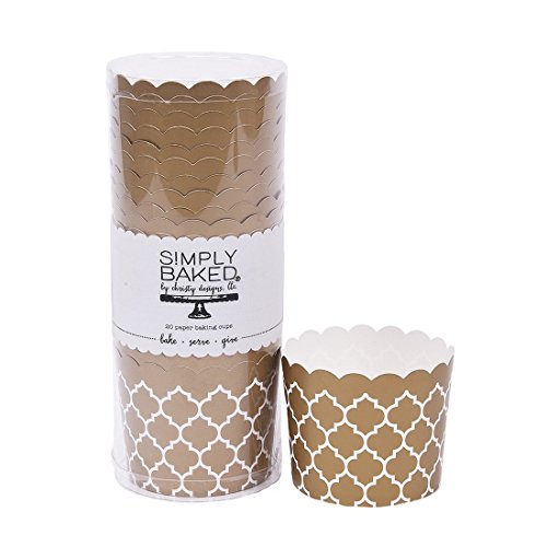 0701807937833 - SIMPLY BAKED LARGE PAPER BAKING CUP, METALLIC GOLD QUADRAFOIL, 20-PACK, ENTERTAIN WITH EASE AND STYLE, SERVE CUPCAKES, ICE CREAM, APPETIZERS AND MORE