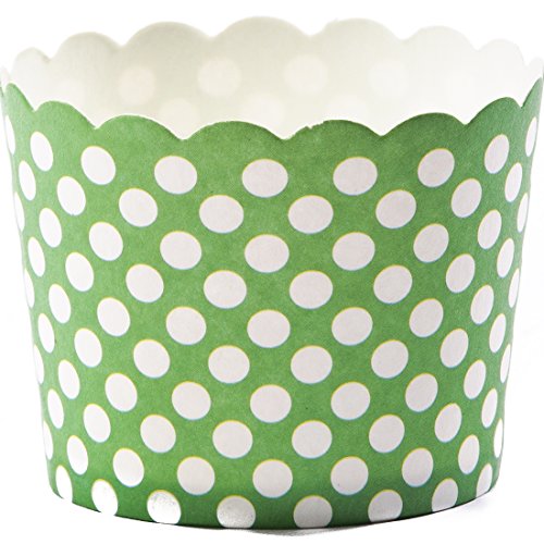 0701807937864 - SIMPLY BAKED SMALL PAPER BAKING CUP, GREEN WITH WHITE DOT, 25-PACK, ENTERTAIN WITH EASE AND STYLE, SERVE CUPCAKES, ICE CREAM, APPETIZERS AND MORE