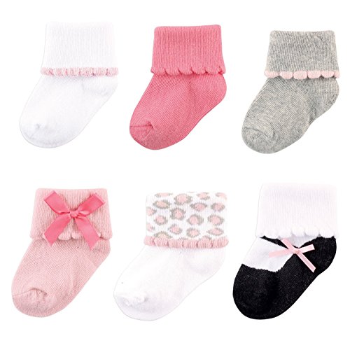 0701851026385 - LUVABLE FRIENDS BABY 6 PAIR DRESSY CUFF SOCKS, PINK/GRAY, 0-6 MONTHS