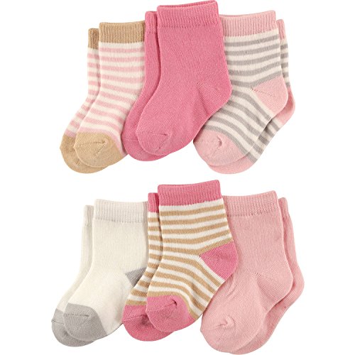 0701851028297 - TOUCHED BY NATURE BABY GIRLS 6 PACK COTTON SOCKS (GIRLS STRIPES) (6-12 MONTHS)