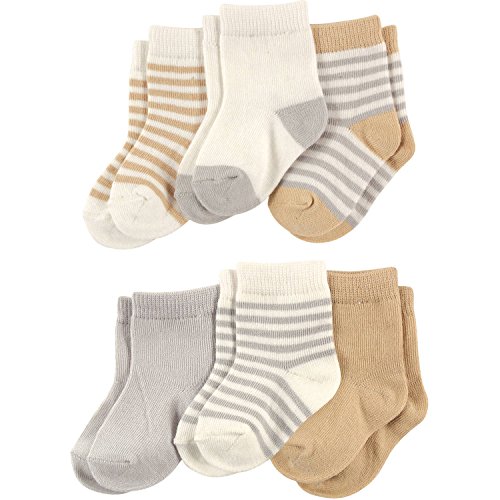 0701851028310 - TOUCHED BY NATURE BABY NEUTRAL 6 PACK COTTON SOCKS (NEUTRAL STRIPES) (0-6 MONTHS)