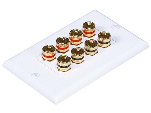 0701904280351 - MONOPRICE 103326 BANANA BINDING POST TWO-PIECE INSET COUPLER WALL PLATE FOR 4 SPEAKERS