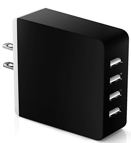 0701948156124 - NEXT-SHINE 36 WATT UNIVERSAL MULTI-PORT 4 PORT USB TRAVEL WALL OUTLET CHARGER DESKTOP HUB CHARGING STATION FOR IPHONE 6 / 6 S/ 6 PLUS, IPAD / SAMSUNG ANDROID TABLETS AND OTHERS WITH HIGH SPEED,BLACK