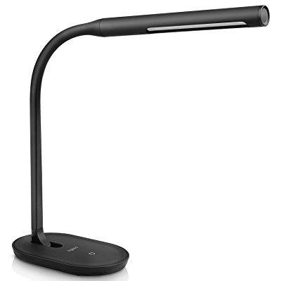 0701979468494 - AGLAIA DIMMABLE EYE-CARE LED DESK LAMP WITH FLEXIBLE NECK, 3-LEVEL DIMMER BY TOUCH-SENSITIVE CONTROLLER, 5V/2A USB CHARGING PORT, 7W, LT-T5 BLACK
