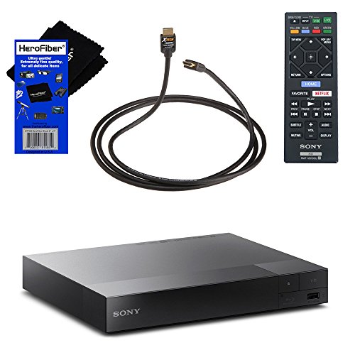 0701980304798 - SONY BDPS3500 WI-FI STREAMING BLU-RAY PLAYER WITH REMOTE CONTROL + XTECH HIGH-SPEED HDMI CABLE WITH ETHERNET + HEROFIBER® ULTRA GENTLE CLEANING CLOTH