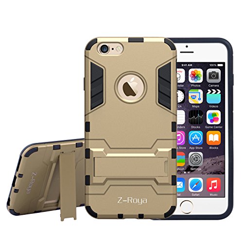 0701988701865 - IPHONE 6 PLUS CASE,6S PLUS CASE,Z-ROYA ADVANCED SHOCK ABSORPTION PROTECTION WITH KICK-STAND FEATURE FOR IPHONE 6&6S 5.5- CGTXA16G-GOLD