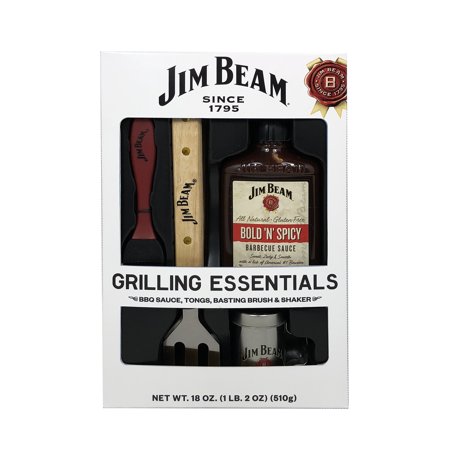 Grilling Essentials Tongs Jim Beam Basting Brush &  2 Shakers 