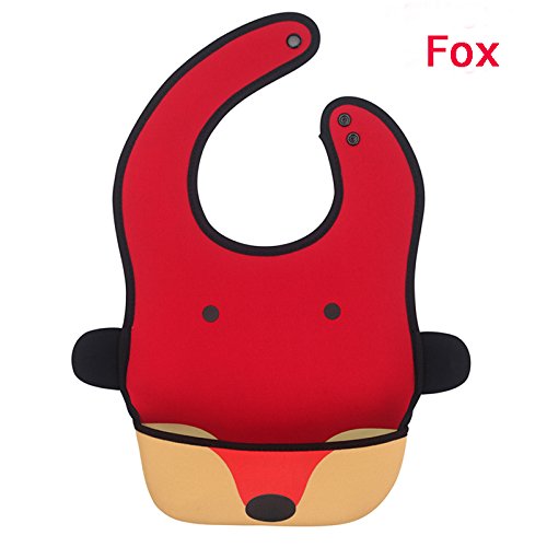 0702029735382 - GENERIC WATERPROOF BABY BIBS WITH TWO SNAPS, INFANT, RED FOX