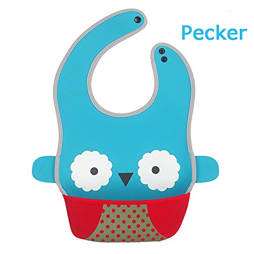 0702029735498 - GENERIC WATERPROOF BABY BIBS WITH TWO SNAPS, INFANT, BLUE OWL