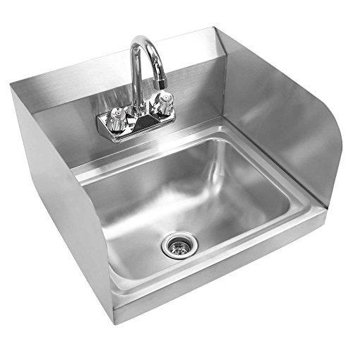 0702082697719 - GRIDMANN COMMERCIAL STAINLESS STEEL WALL MOUNT HAND WASHING SINK W/ FAUCET & SID