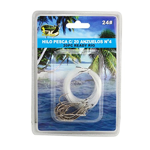 0702082816400 - E.O.M FIXED PRICE 1M 3FT 20 PACK FISHING LINE WIH LOOP HOOKS FISHING TACKLE