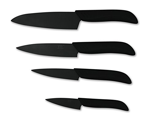 0702114280056 - KING DOUBLE 5 PIECES CERAMIC KNIFE SET ADVANCED ZIRCONIUM BLADES WITH NON-SLIP HANDLES INCLUDES 6 CHEF'S,5 UTILITY,4 FRUIT AND 3 PARING KNIFE WITH 1 PEELER