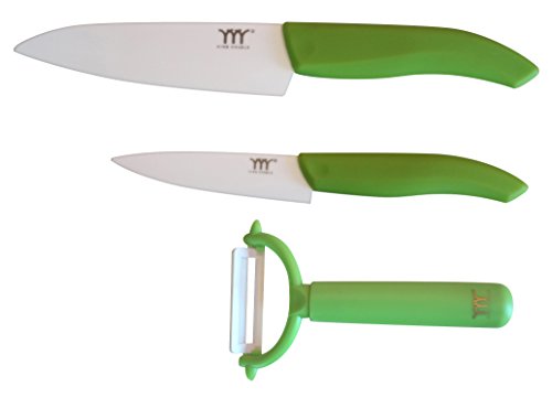 0702114283811 - KING DOUBLE CERAMIC KNIFE SET-3 PIECES CUTLERY AND PEELER SET INCLUDE 7 CHEF'S,5 UTILITY KNIFE AND PEELER