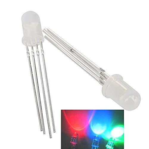 0702142606767 - 100 X 5MM 4 PIN SUPER BRIGHT TRI-COLOR RGB CATHODE LEDS DIFFUSED LENS LED DIODES