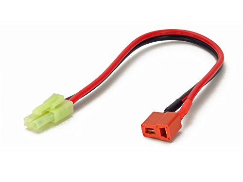0702142981116 - CHARGER CABLE ADAPTER: DEANS T-PLUG FEMALE TO AIRSOFT TAMIYA MINI MALE (WIRES CABLES LEADS PLUGS LIPO BATTERY)