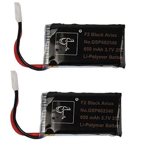 0702215608025 - RC QUADCOPTER GPTOYS F2 F2C BLACK AVIAX BATTERY 009, AMOSTING DRONE 3.7V 650MAH LIPO PACK ENERGY SOURCE ACCESSORIES ( 2 PCS)