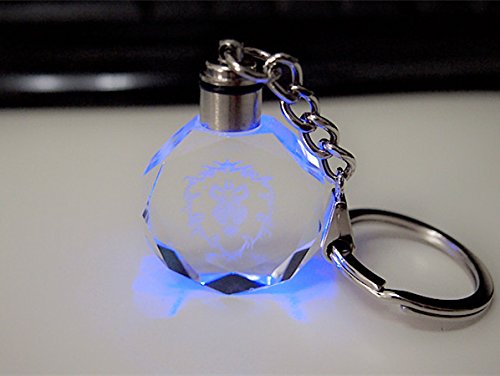 0702248166721 - WOW WORLD OF WARCRAFT ALLIANCE LOGO CRYSTAL KEY CHAIN 6-LED-COLOR-LIGHT AUTO TRANSFORM NEW IN BOX