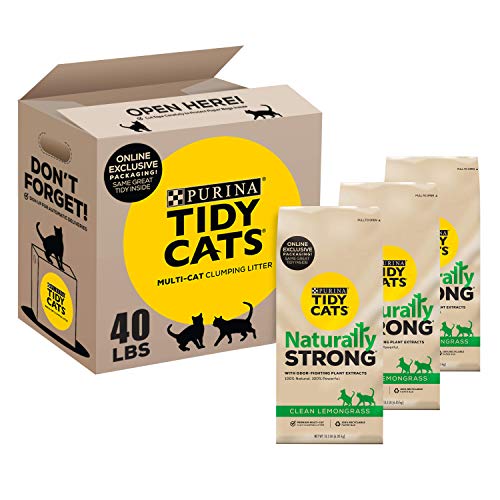 0070230170262 - PURINA TIDY CATS NATURAL, CLUMPING CAT LITTER, NATURALLY STRONG CLEAN LEMONGRASS SCENT, CLAY CAT LITTER, RECYCLABLE BOX - 13.33 LB. BOXES