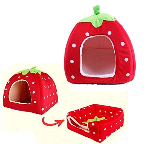 0702331463812 - SOFT STRAWBERRY PET DOG CAT BED HOUSE KENNEL DOGGY PUPPY WARM CUSHION BASKET PAD