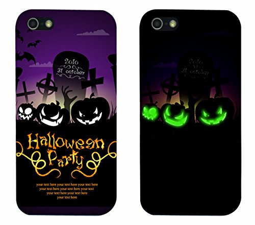 0702334253908 - LUMINOUS EFFECT FLUORESCENT GLOW IN THE DARK BACK HARD COVER CASE FOR IPHONE 5 HAPPY HALLOWEEN