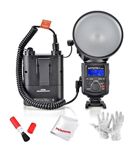 0702334862575 - GODOX WITSTRO AD-180 180W EXTERNAL PORTABLE FLASH LIGHT SPEEDLITE WITH PB960 4500MAH LITHIUM BATTERY PACK AND PERGEAR CLEAN KIT