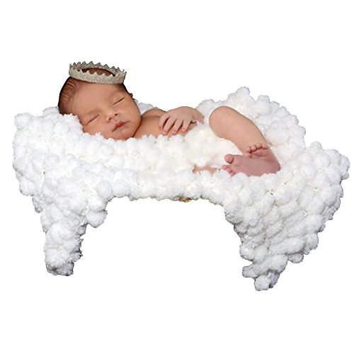 0702380915454 - JASTORE® PHOTOGRAPHY PROP BABY WHITE CROCHET KNITTED BALLS BLANKET