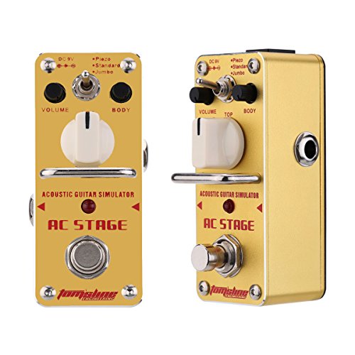 0702383061455 - LC PRIME® AROMA AAS-3 ACOUSTIC GUITAR SIMULATOR SINGLE ELECTRIC EFFECT PEDAL TRUE BYPASS ALUMINUM ALLOY GOLD 1