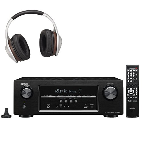 0702403293651 - DENON AVR-S500BT 5.2 CHANNEL FULL 4K ULTRA HD A/V RECEIVER WITH BLUETOOTH AND DENON AH-D7100 MUSIC MANIAC OVER-EAR HEADPHONES, SILVER