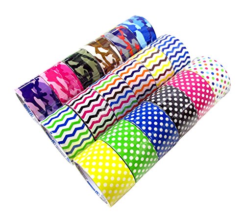 0702403631552 - 18 ROLL VARIETY PACK DECORATIVE DUCT STYLE TAPE (POLKA-DOT, CHEVRON, AND COLORFUL CAMOUFLAGE)