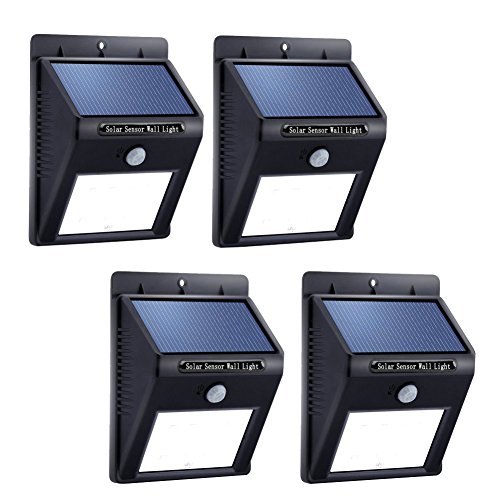 0702535445836 - SOLAR SENSOR LIGHT , 8 BRIGHT LEDS WATERPROOF WIRELESS SOLAR POWERED MOTION SENSOR WALL LIGHT FOR OUTDOOR GARDEN LAMP PATIO DECK YARD HOME DRIVEWAY STAIRS WITH AUTO ON/OFF, PACK OF 4