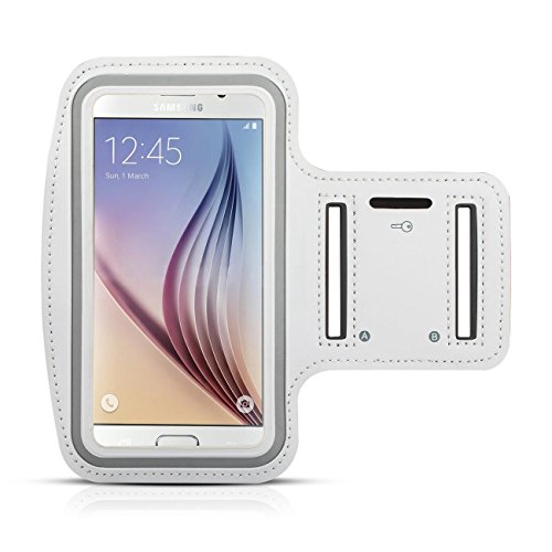 0702563253977 - ULIKE™ WORKOUT SPORTS SMARTPHONE STORAGE ARMBAND ARM BAG FOR SAMSUNG GALAXY S6 S6 EDGE HTC ONE M9 M8 LG G2 - WITH LCD SCREEN GLASSES LENSES PREMIUM MICROFIBER CLEANING CLOTHS - LIFETIME HASSLE FREE WARRANTY (WHITE)