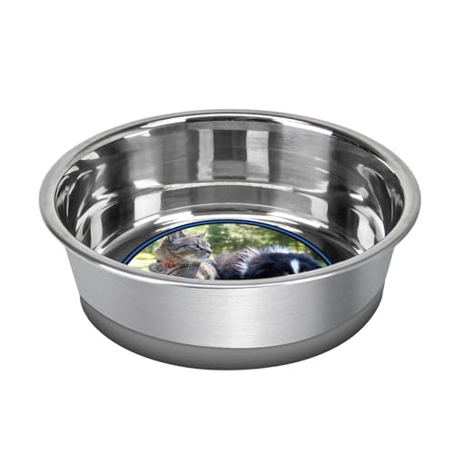 0702571830016 - EPESTOEC STAINLESS STEEL ANTI-SLIP DOG BOWLS,NON-SLIP STAINLESS STEEL PET BOWL WITH FOOT MAT - PERFECT FOR MESS-FREE MEALTIME,QUIET PET BOWLS FOR CATS AND DOGS, DRY AND WET FOODS,8.5IN SINGLE PACK