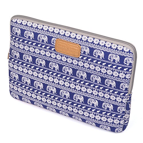 0702646736663 - CASE STAR ® 12 INCH BOHEMIAN STYLE CANVAS FABRIC CARRYING CASE SLEEVE BAG FOR APPLE MACBOOK MF865LL/A 12 INCH RETINA DISPLAY A1534 (BLUE NATURE ELEPHANT)