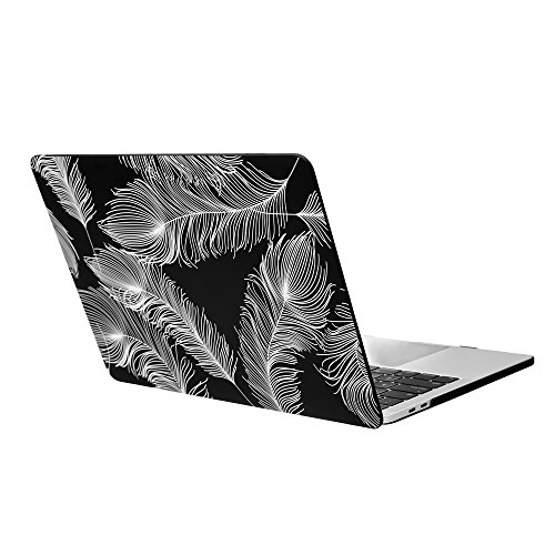 0702646737875 - CASE STAR OSTRICH NATURAL FASCINATING FEATHER SERIES MATTE RUBBERIZED HARD SHELL CASE COVER (2016 NEW APPLE MACBOOK PRO 13 INCH A1706 & A1708, BLACK W/ WHITE FEATHER)