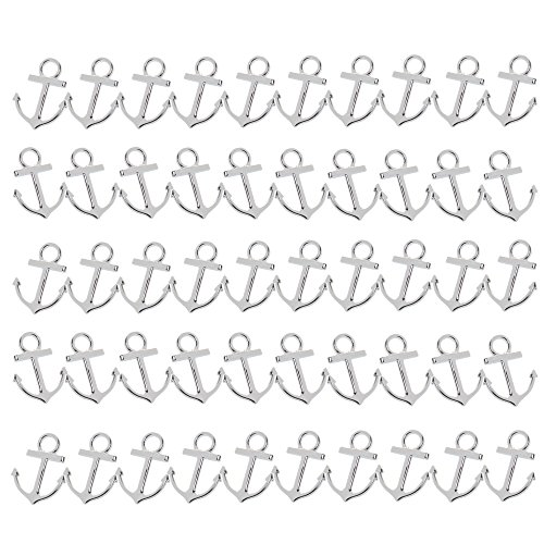 0702646746242 - COSMOS ® 50 PCS SILVER ANCHOR SIGN CHARMS PENDANTS JEWELRY MAKING ACCESSORY