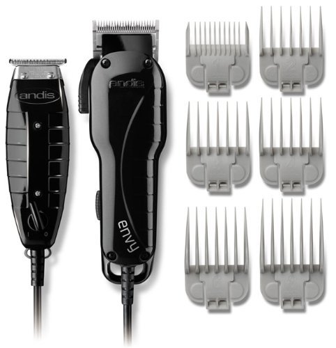 0702679461211 - ANDIS PROFESSIONAL STYLIST CLIPPER AND TRIMMER COMBO KIT, HIGH SPEED WHISPER QUIET MAGNETIC MOTORS WITH ERGONOMIC DESIGN, CLIPPER HAS ADJUSTABLE BLADE WITH 6 COMB ATTACHMENTS SIZE 1/8-1, T-BLADE OUTLINER TRIMMER FEATURES 4 COMB ATTACHMENTS SIZE 1/16-3