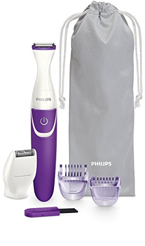 0702679463680 - NORELCO WOMAN'S BIKINI TRIMMER WITH 2 CLIP ON COMBS, MINI SHAVING HEAD AND MINI SHAVING HEAD FOR WET AND DRY SHAVING, BONUS FREE POUCH AND CLEANING BRUSH, BATTERIES INCLUDED