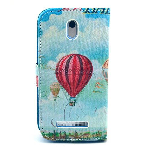 0702679790977 - RJTCASE BLUE SKY HOT AIR BALLOON DESIGN LEATHER FLIP WALLET STAND POUCH BAG SKIN COVER CASE FOR HTC DESIRE 500