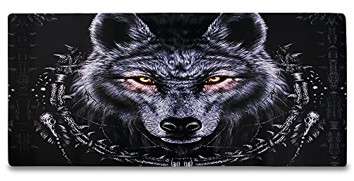 0702756590155 - WATERFLY DURABLE XL SIZE NEOPRENE MOUSE PAD LARGE COOL WOLF PATTERNED GAME/ OFFICE/ HOME/ DESK MOUSE PAD/ KEYBOARD MAT ANTI-SLIP AND WEARPROOF SPECIAL FOR LAPTOPS COMPUTERS ULTRABOOK 35.1X15.7X0.08IN